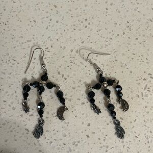 Elegant Black and Silver Dangle Earrings